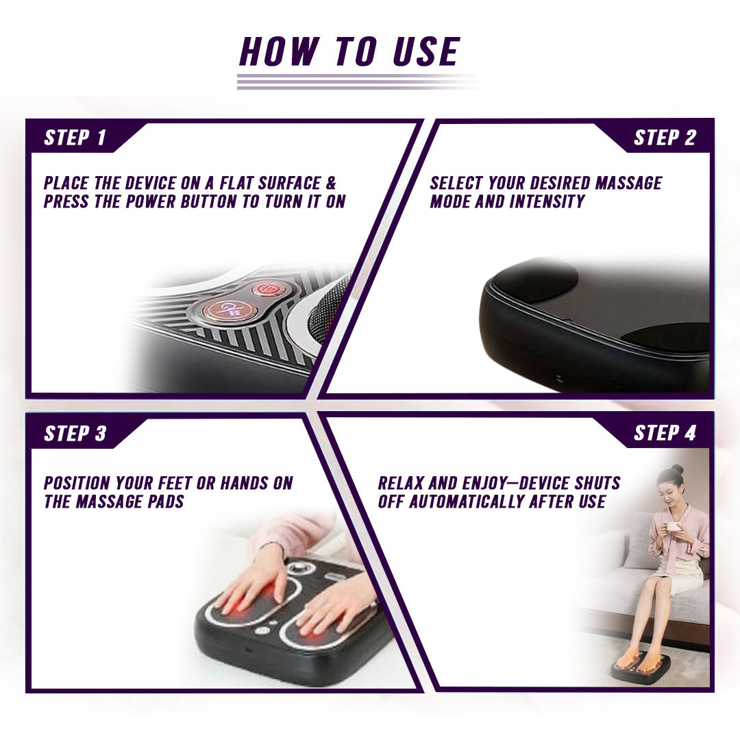 Stress & Pain Relief Foot Massager with Heat – Deep Tissue 6D Massage